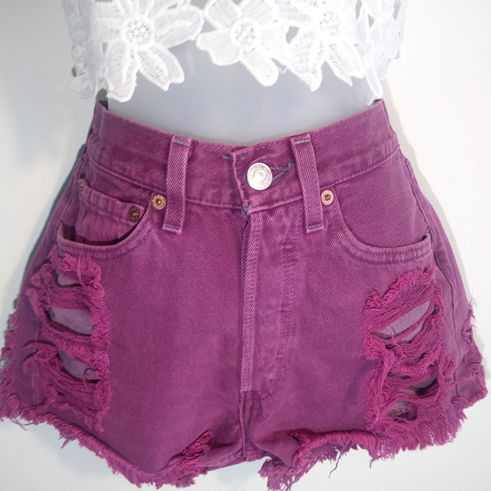 Levi purple pink high waisted shorts denim jean